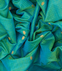 Aquamarine Handloom Gadwal SICO Saree With Chakaram Motifs -Aquamarine