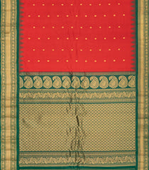 Red Handloom Gadwal SICO Saree With Chakaram Motifs -Red