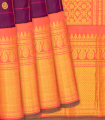 Magenta Handloom Gadwal Silk Saree With Checks-Magenta