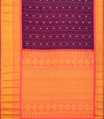 Magenta Handloom Gadwal Silk Saree With Checks-Magenta