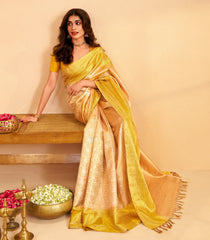 Gold Handloom Tissue Kanchipuram Silk Saree With Vanasingaram Motifs-KA15635