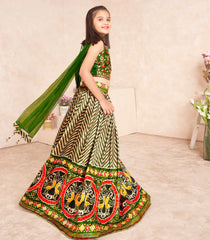 Olive green  embroidered festive lehenga set