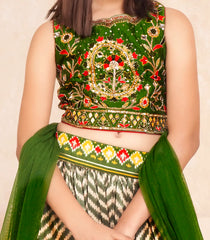 Olive green  embroidered festive lehenga set