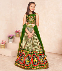 Olive green  embroidered festive lehenga set