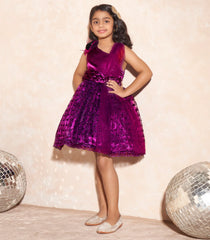 Sparkling purple party wear frock  -Purple-20