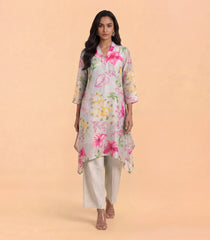 Kurta Sets Grey Floral Printed Co - Ord Set-RC5671