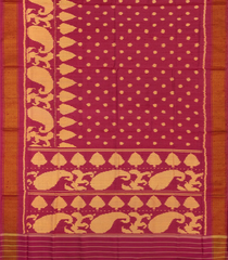 Pink Handloom Ikat Dupion Silk Saree With Mango Motifs-Pink