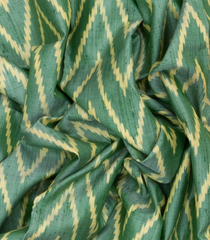 Aquamarine Handloom Ikat Dupion Silk Saree With Chevron Motifs-Aquamarine