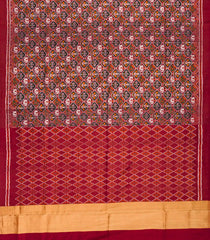 Crimson Handloom Pochampally Ikat Saree With Elephant Motifs-Crimson