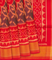 Red Handloom Rajkot Patola Silk Saree With Peacock Motifs-Red