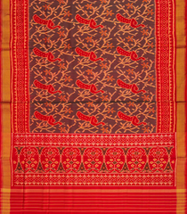 Red Handloom Rajkot Patola Silk Saree With Peacock Motifs-Red