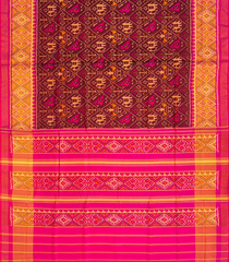 Maroon Handloom Rajkot Patola Silk Saree With Bird Motifs-Maroon