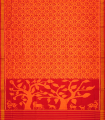 Orange Handloom Rajkot Patola Silk Saree With Floral Jaal Motifs-Orange