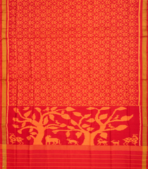 Red Handloom Rajkot Patola Silk Saree With Floral Jaal Motifs-Red