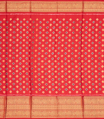 Red Handloom Pochampally Ikat Silk Saree With Diamond Motifs-Red