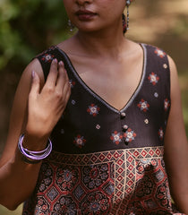 Brown Floral Printed Kurta