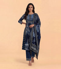 Ink Blue Abstract Printed Anarkali Set-RC5673