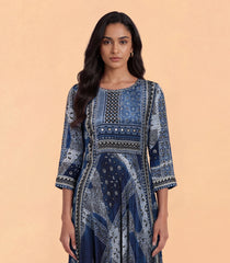 Ink Blue Abstract Printed Anarkali Set-RC5673