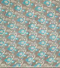 Light Blue Woven Jaipur Cotton Saree With Printed Floral Motifs-Light Blue