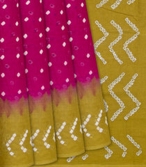 Pink Jaipur Cotton Saree With Printed Diamond Motifs-Pink