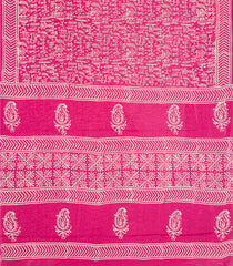 Hot Pink Woven Jaipur Cotton Saree Printed With Animal Motifs-Hot Pink