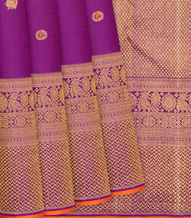 Purple Handloom Kanchipuram Silk Saree With Annam Buttas-Purple