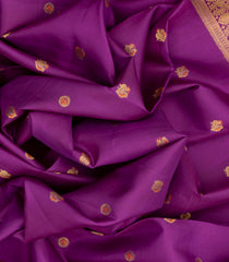 Purple Handloom Kanchipuram Silk Saree With Annam Buttas-Purple