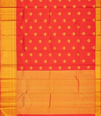 Red Handloom Kanchipuram Silk Saree With Floral Buttas-Red