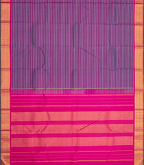 Purple Handloom Kanchipuram Silk Saree With Stripes-Purple