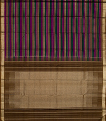 Multi Colour Handloom Kanchipuram Silk Saree With Stripes-Multi colour