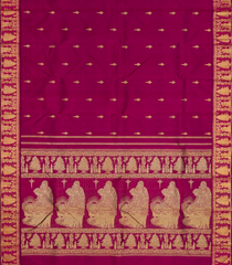 Magenta Handloom Kanchipuram Silk Saree With Jingle Bells Motifs-Magenta