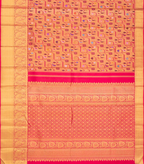 Pink Handloom Kanchipuram Silk Saree With Meena Floral Motifs-Pink