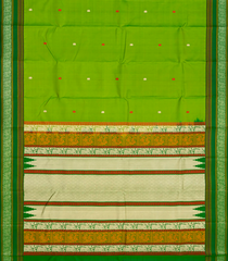 Leafy Green Handloom Kanchipuram Silk Saree With Elephant Motifs-Leaf Green