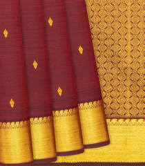 Maroon Handloom Kanchipuram Silk Saree With Zari Buttas-Maroon