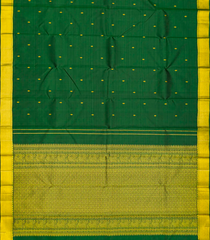 Dark Green Handloom Kanchipuram Silk Saree With Zari Buttas-Dark Green