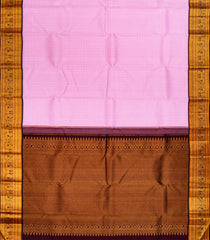 Dusty Pink Handloom Kanchipuram Korvai Silk Saree With Checks-Dusty Pink