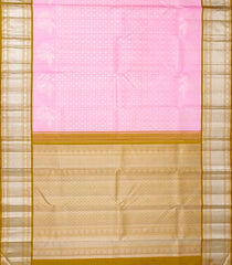 Baby Pink Handloom Kanchipuram Korvai Silk Saree With Zari Checks-Baby Pink