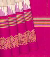 Beige Handloom Kanchipuram Korvai Silk Saree Checks-Beige