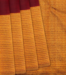 Maroon Handloom Kanchipuram Silk Saree Zari Border-Maroon