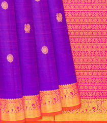 Purple Handloom Kanchipuram Silk Saree With Annam Buttas -Purple