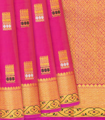 Hot Pink Handloom Kanchipuram Silk Saree With Buttas-Hot Pink