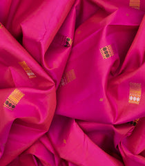 Hot Pink Handloom Kanchipuram Silk Saree With Buttas-Hot Pink