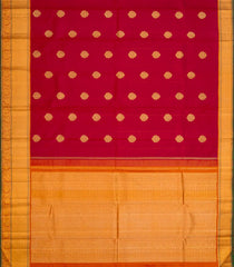 Red Handloom Kanchipuram Silk Saree With Floral Butta-Red