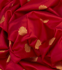 Red Handloom Kanchipuram Silk Saree With Floral Butta-Red