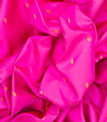 Hot Pink Handloom Kanchipuram Korvai Silk Saree With Floral Buttas-Hot Pink