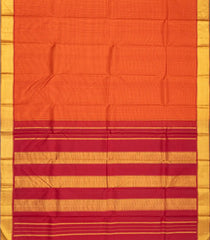 Orange Handloom Kanchipuram Silk Saree With Checks-Orange