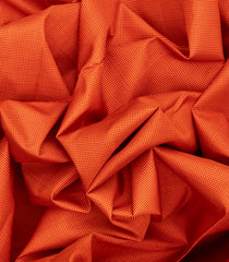 Orange Handloom Kanchipuram Silk Saree With Checks-Orange