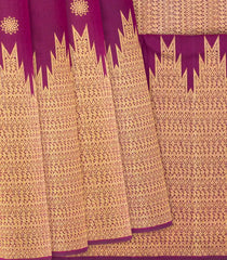 Magenta Handloom Kanchipuram Silk Saree With Temple Border-Magenta