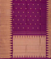 Magenta Handloom Kanchipuram Silk Saree With Temple Border-Magenta