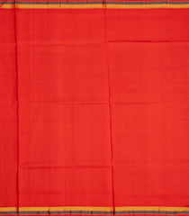 Red Handloom Kanchipuram Silk Saree With Corner Mango Butta-Red